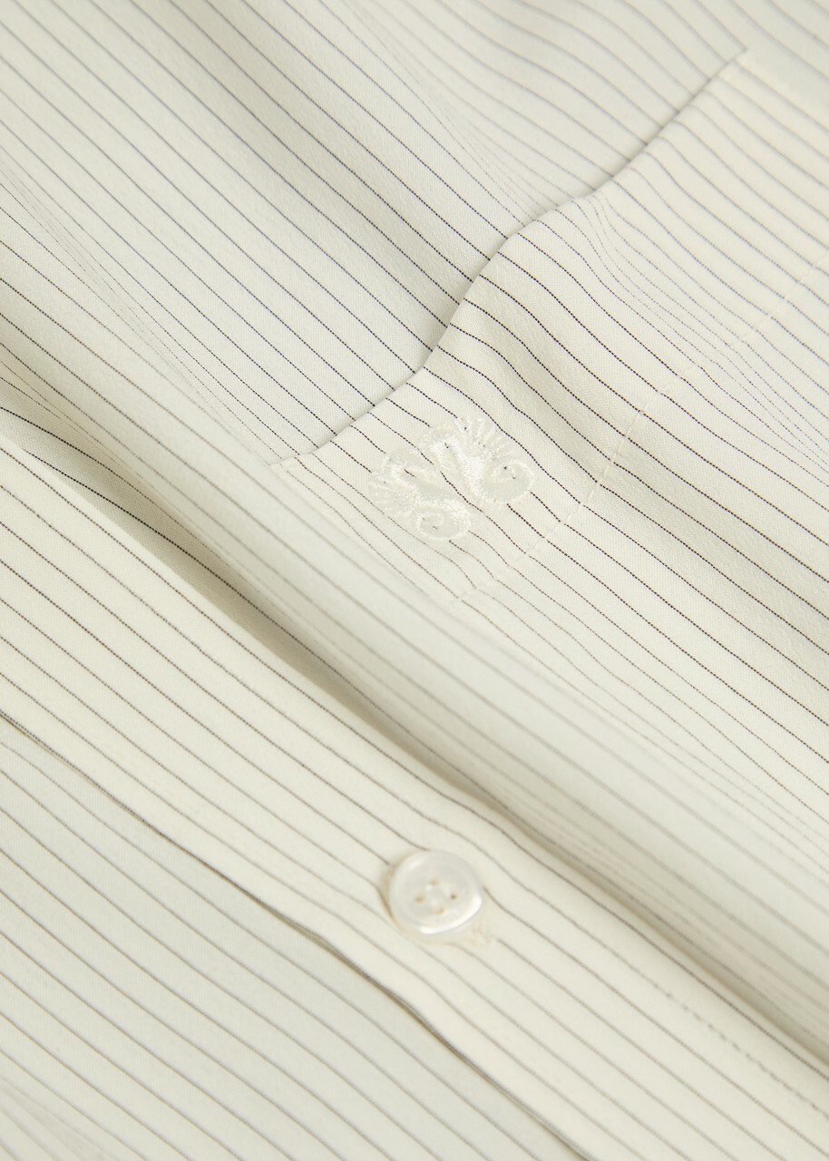 Blaze Milano Anabas Pinstripe Silk Shirt Navy