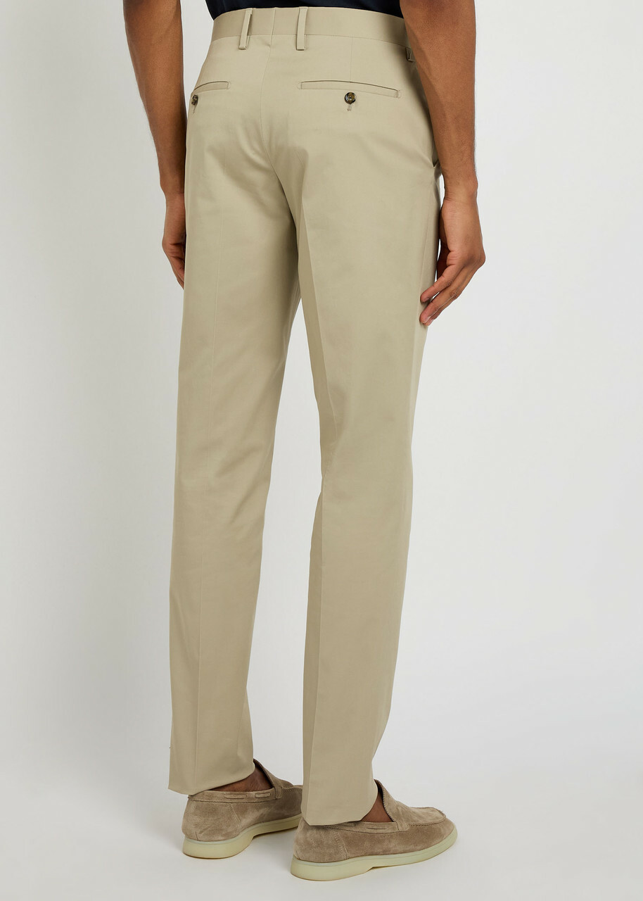 Lardini Tapered-leg Stretch-cotton Trousers Beige