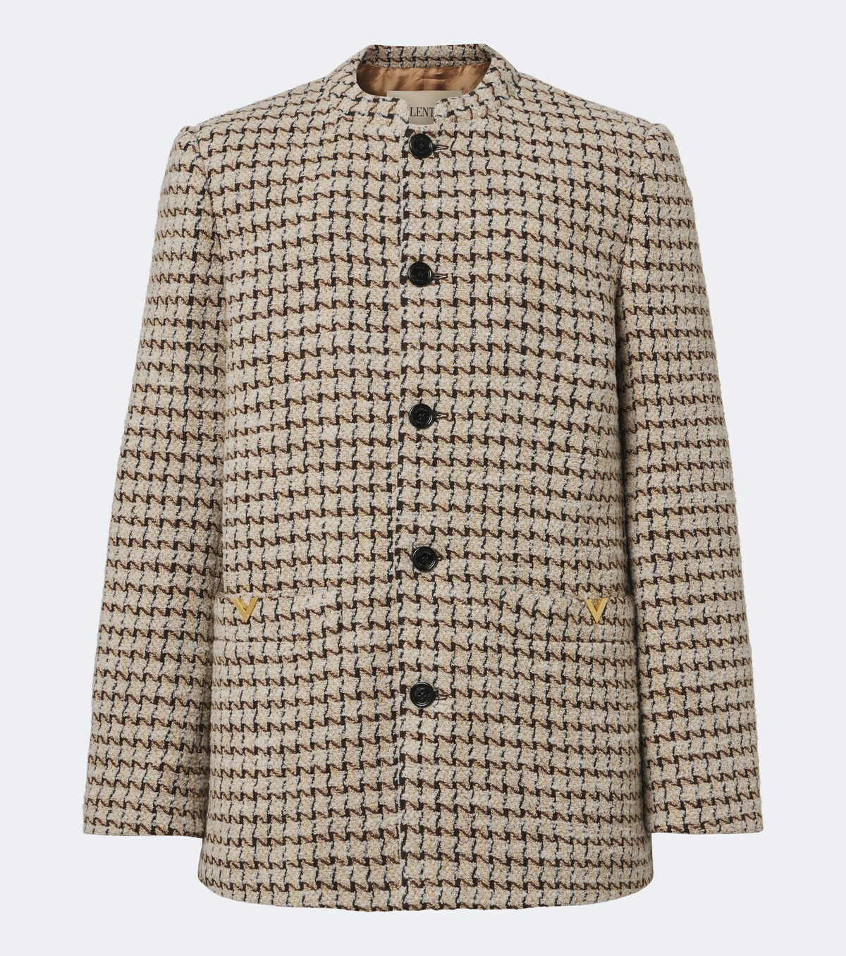 Valentino Houndstooth wool and silk-blend bouclé blazer