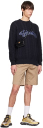 Versace Navy Greca Varsity Sweater
