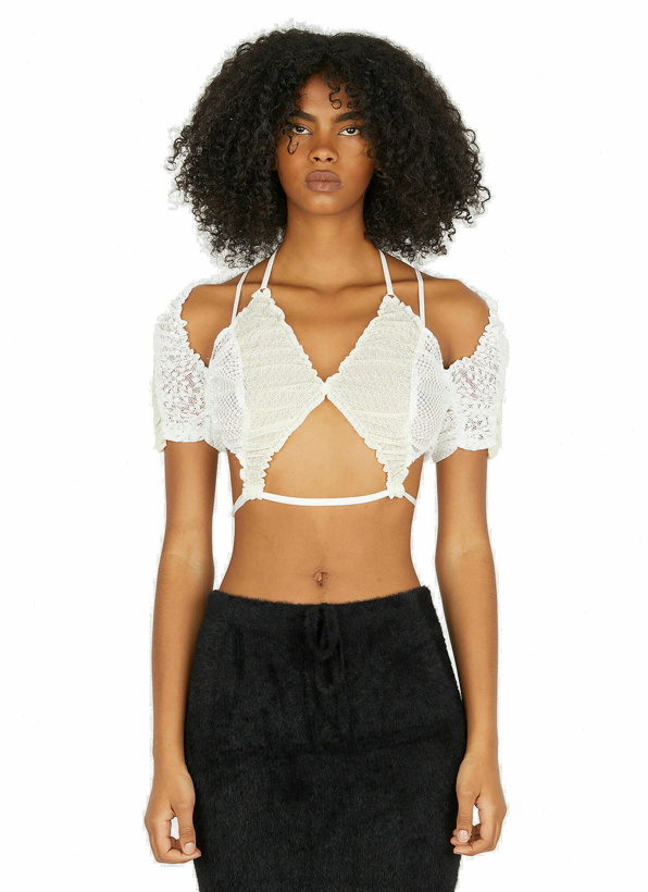 Photo: Ruched Lace Top in White