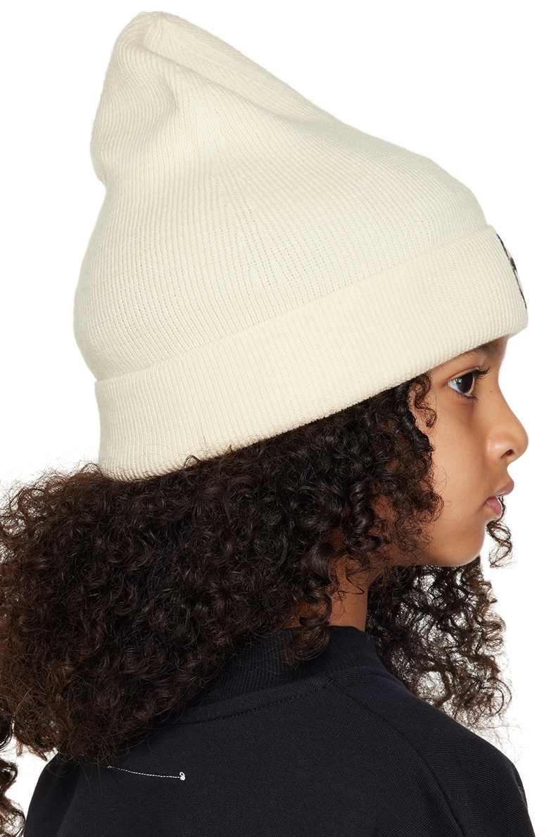MM6 Maison Margiela Kids Off-White '6' Beanie MM6 Maison Margiela
