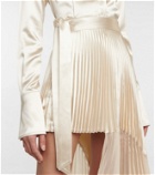 Peter Do Pleated satin and chiffon skirt