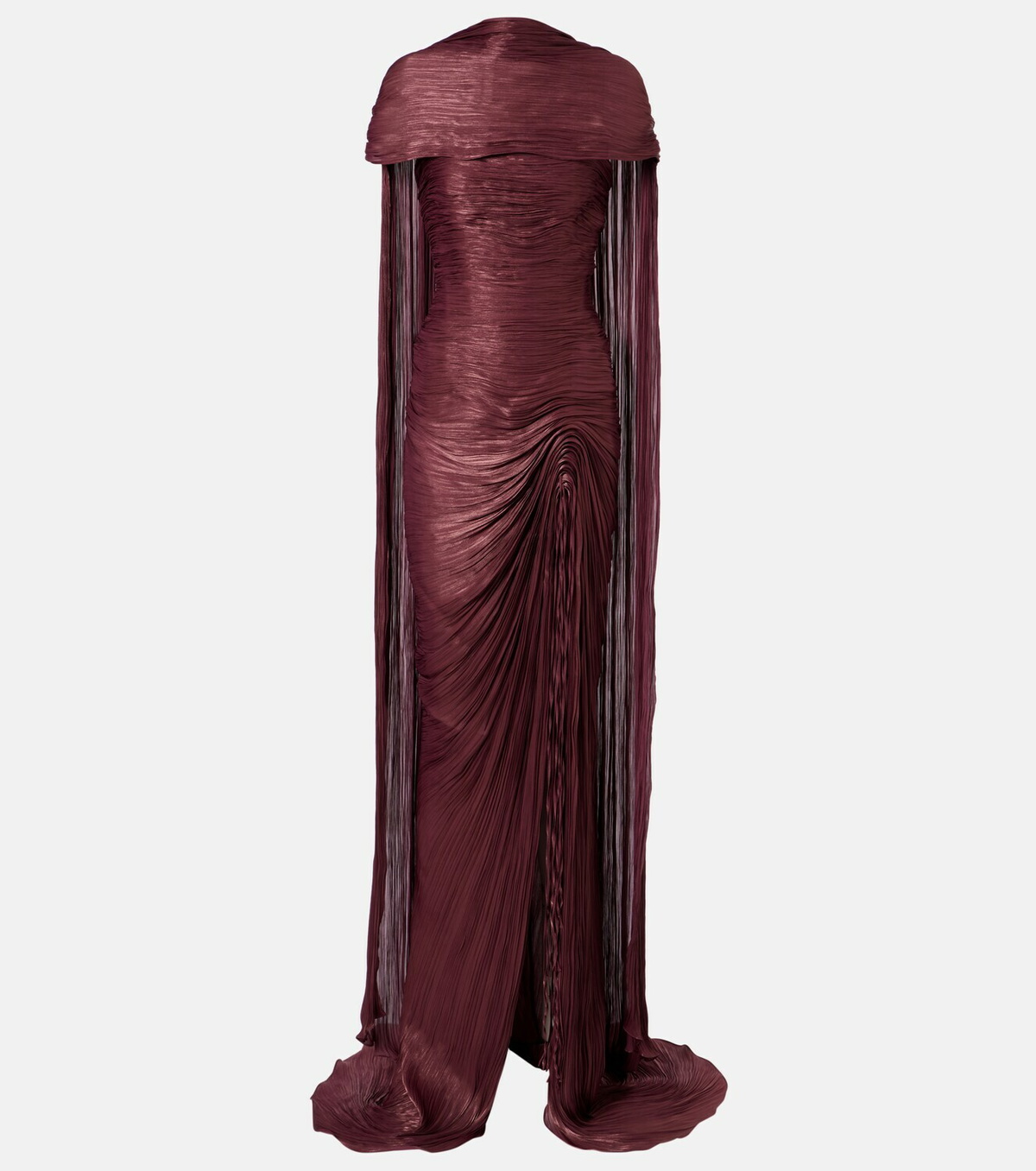 Marmar Halim Draped pleated scarf-detail gown