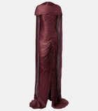 Marmar Halim Draped pleated scarf-detail gown