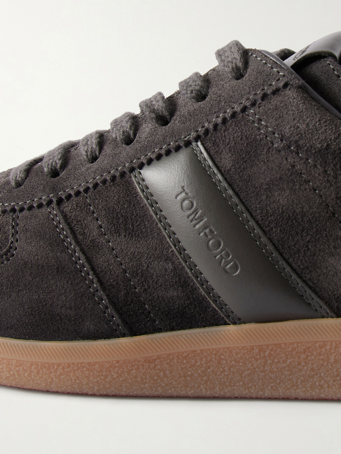 TOM FORD - Archer Leather-Trimmed Suede Sneakers - Gray