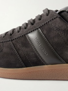TOM FORD - Archer Leather-Trimmed Suede Sneakers - Gray