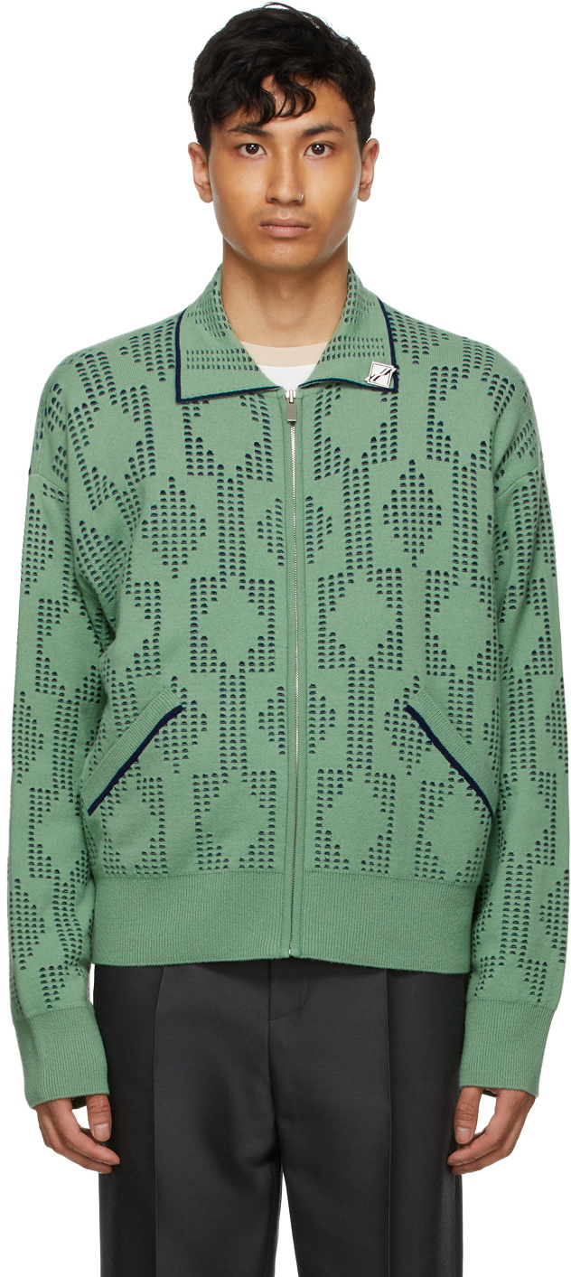 We11done Green Geometric Jacquard Jacket We11done