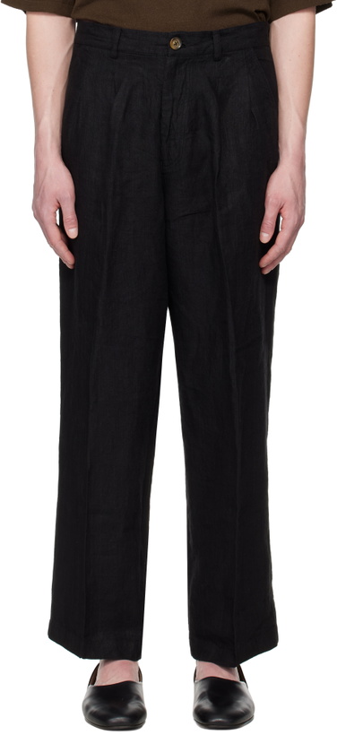 Photo: HARAGO Black Wide Leg Pleated Trousers
