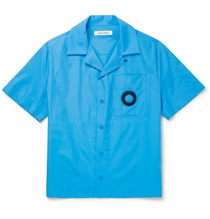 Photo: Craig Green - Camp-Collar Embroidered Cotton-Poplin Shirt - Men - Blue