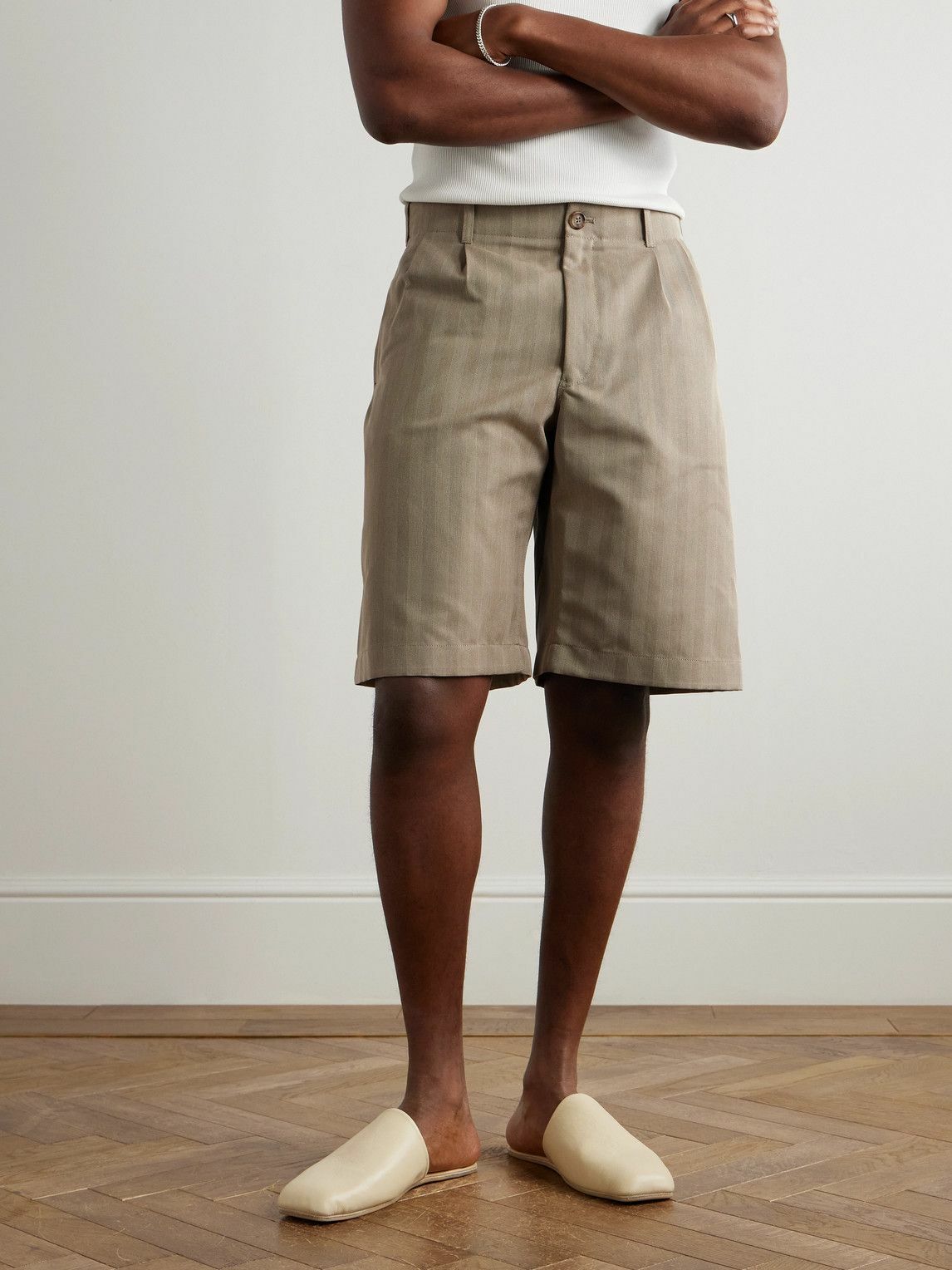 Our Legacy - Emporio Armani Pleated Striped Herringbone Twill