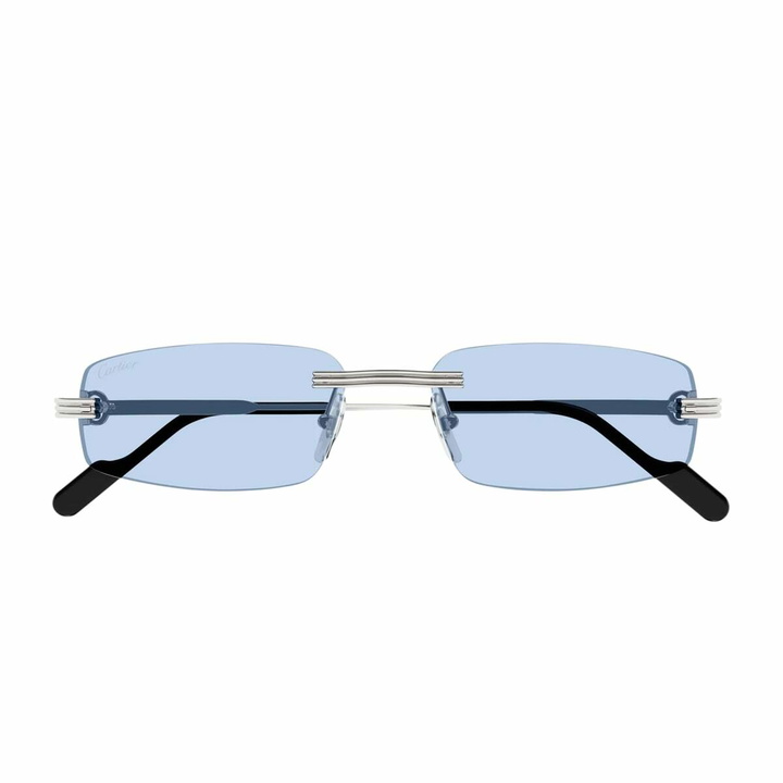 Photo: Cartier Eyewear Cartier Ct0535s Première De Cartier 005 Silver Light Blue Sunglasses