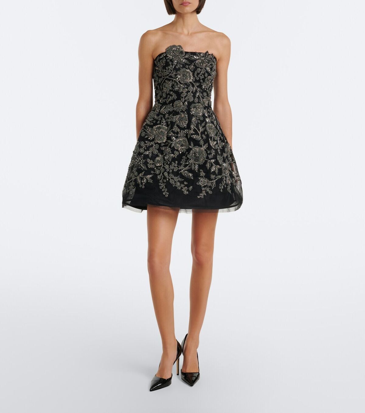 Carolina Herrera Floral embellished bustier dress