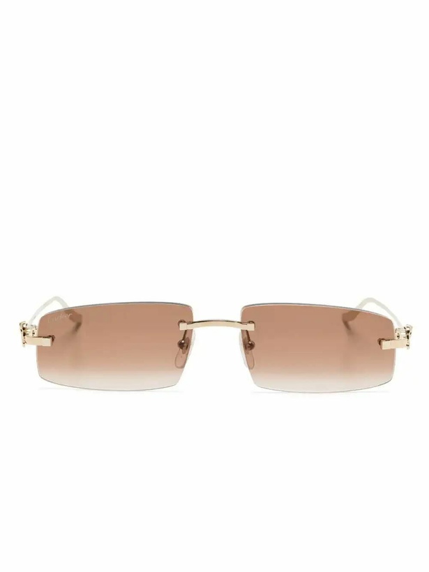 Photo: Cartier Eyewear Rectangle-Frame Sunglasses