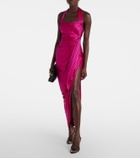 Balmain Draped halterneck satin midi dress