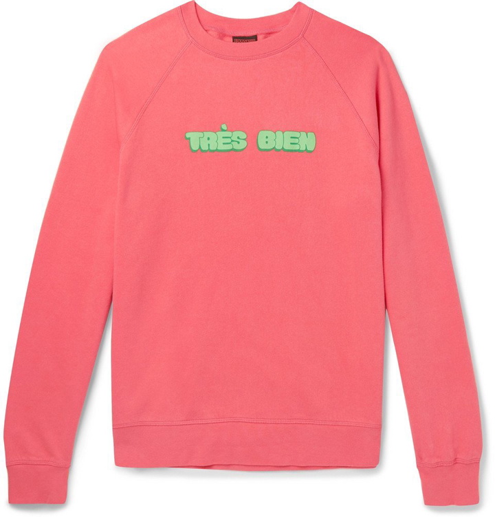 Photo: Très Bien - Souvenir Logo-Print Fleece-Back Cotton-Jersey Sweatshirt - Coral