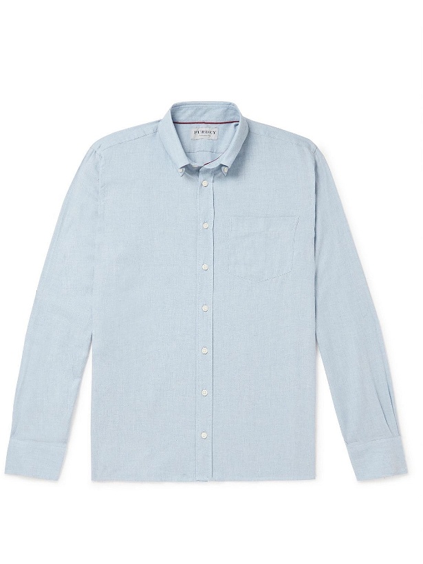 Photo: Purdey - Button-Down Collar Cotton-Flannel Shirt - Blue