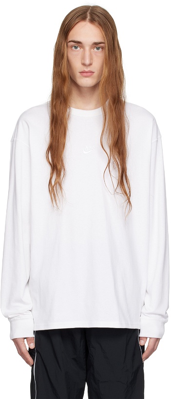 Photo: Nike White Embroidered Long Sleeve T-Shirt