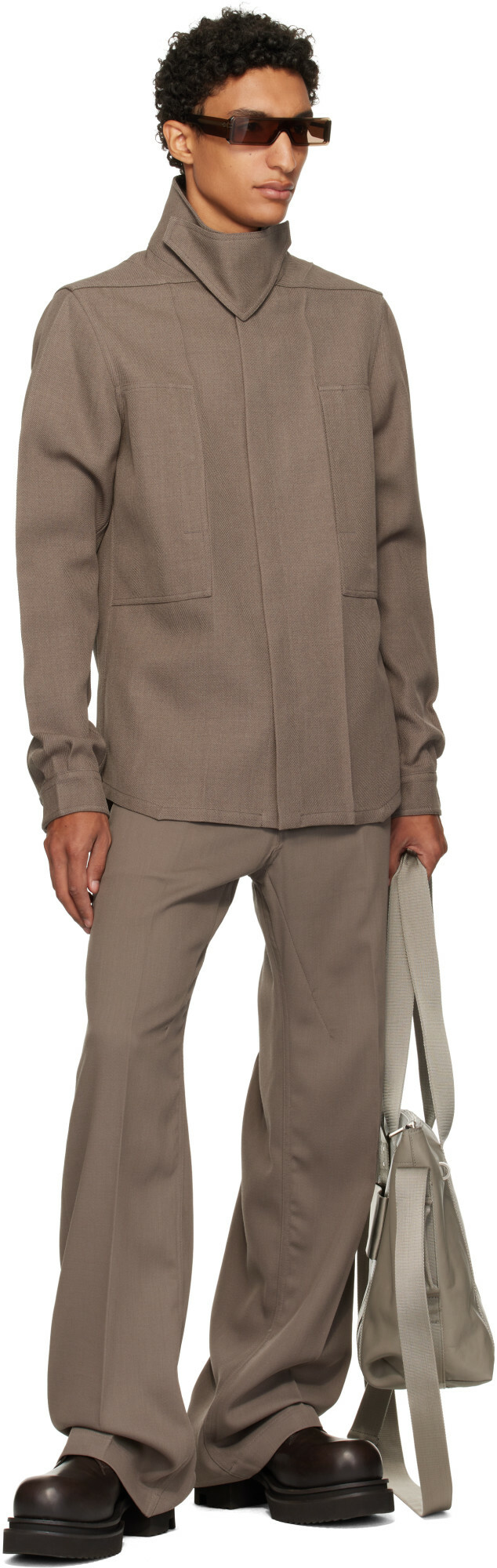 Rick Owens Taupe Tower Outershirt Jacket