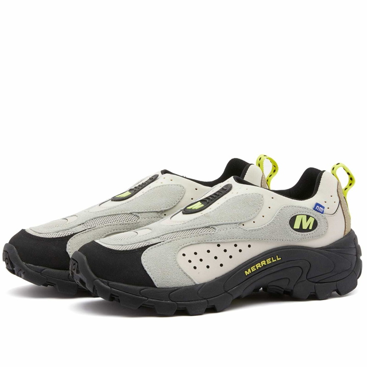 Photo: Merrell Women's x Nicole Mclaughlin Moc Speed Streak Evo Sneakers in Birch/Hiviz