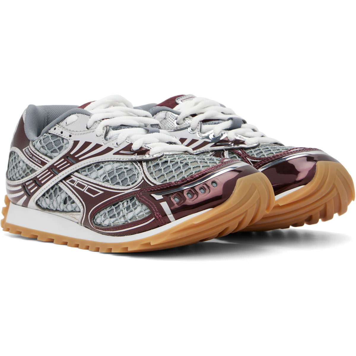 Bottega Veneta Burgundy & Silver Orbit Sneakers