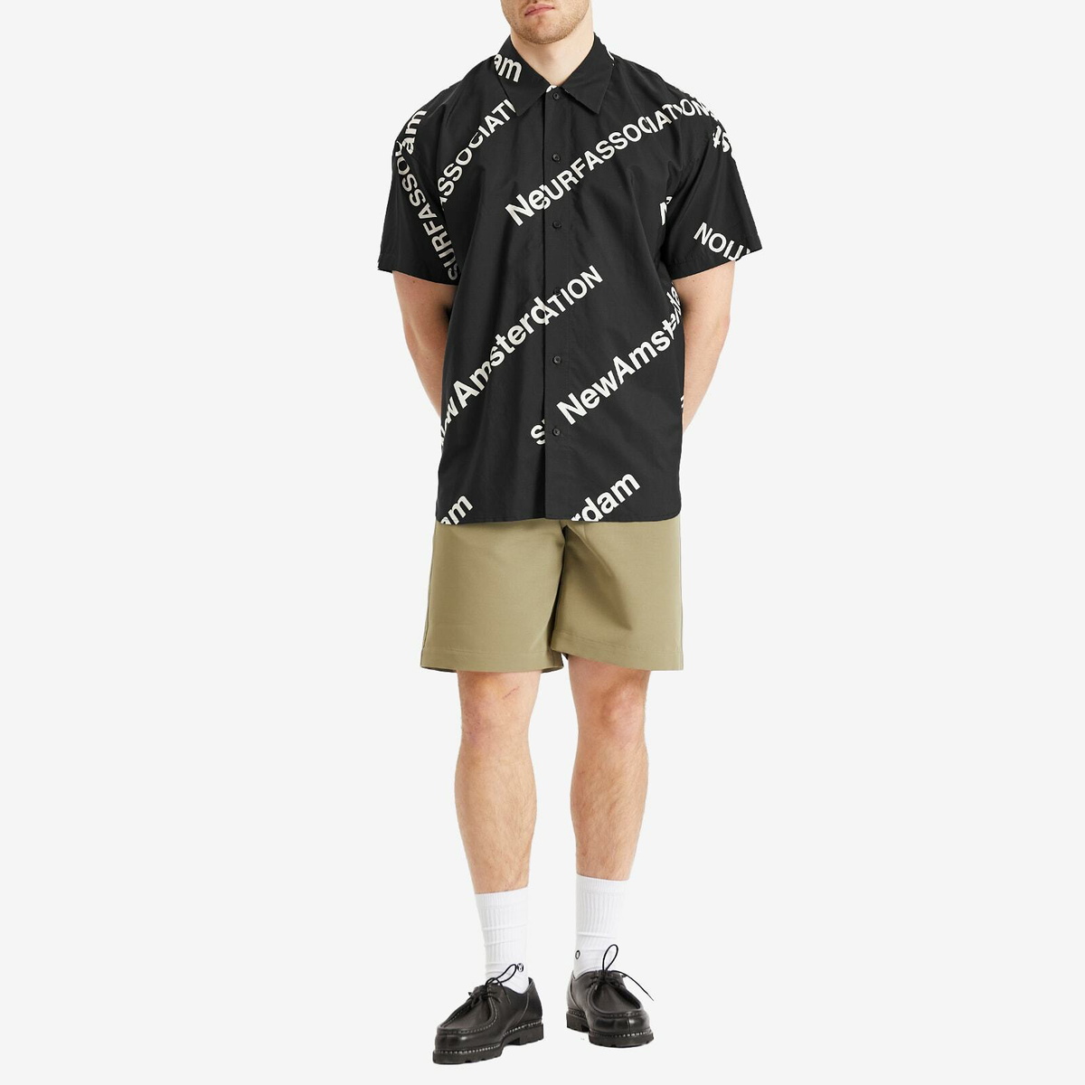 New Amsterdam Surf Association Men's Logo Printed Shirt in Black Base