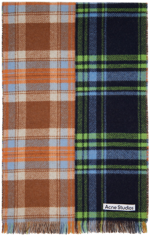 Photo: Acne Studios Multicolor Mixed Check Wool Scarf