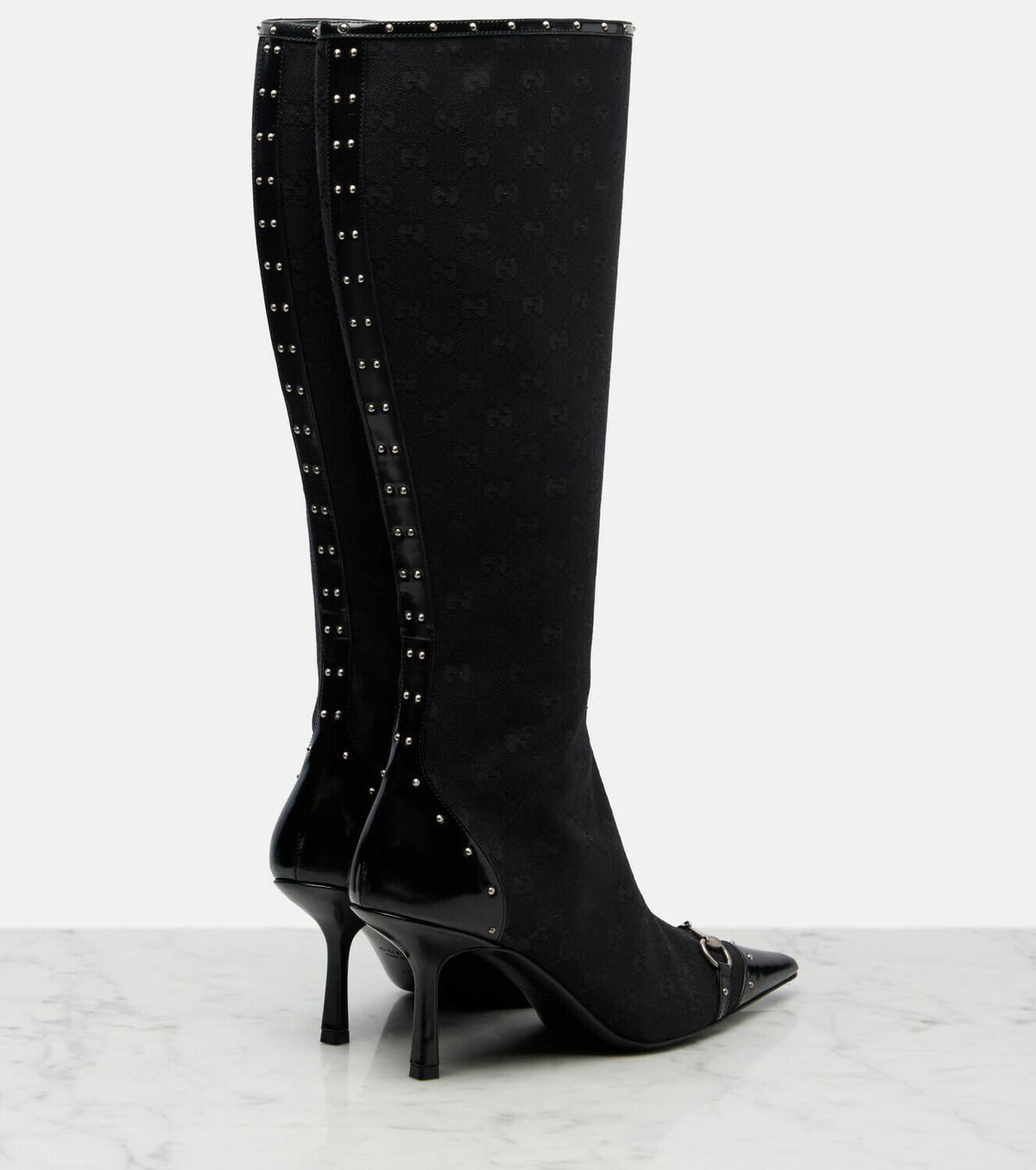 Gucci Savoy Horsebit GG canvas knee-high boots