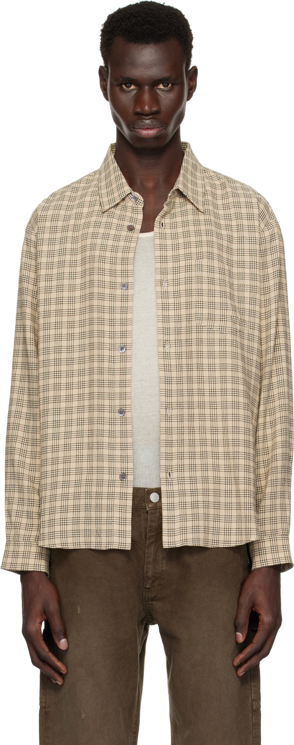 John Elliott Beige Cloak Button Up Shirt