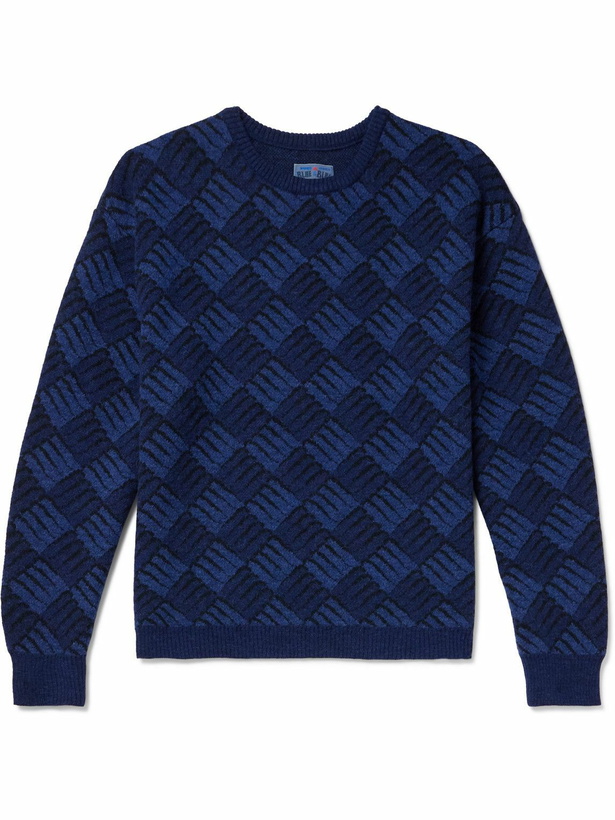 Photo: Blue Blue Japan - Wind and Wave Jacquard-Knit Sweater - Blue