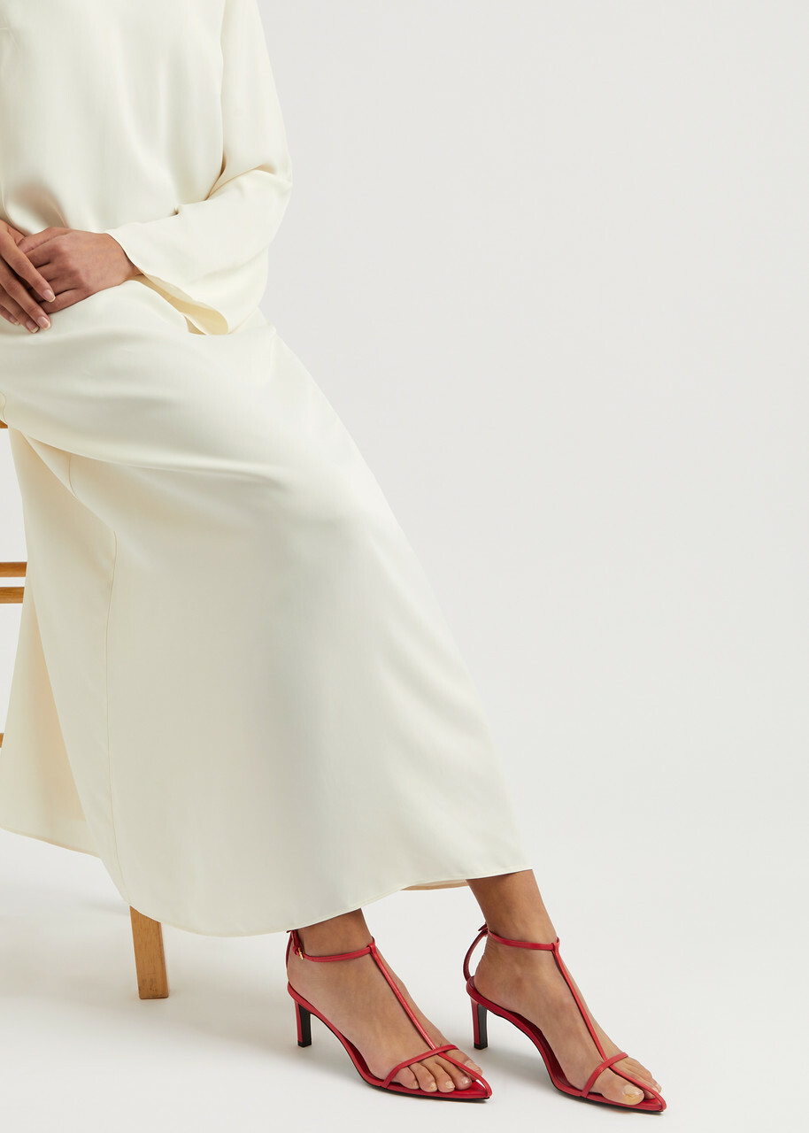 Jil Sander High 65 Leather Sandals Red Jil Sander
