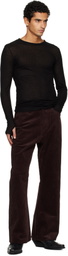 TONYWACK Black Sheer Wool Ribbed Knit T-shirt