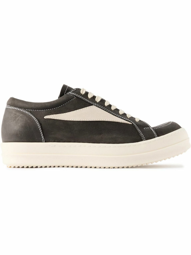 Photo: Rick Owens - Vintage Suede-Trimmed Leather Sneakers - Gray
