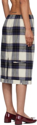 Pushbutton Multicolor Check Trousers Upside Down Midi Skirt