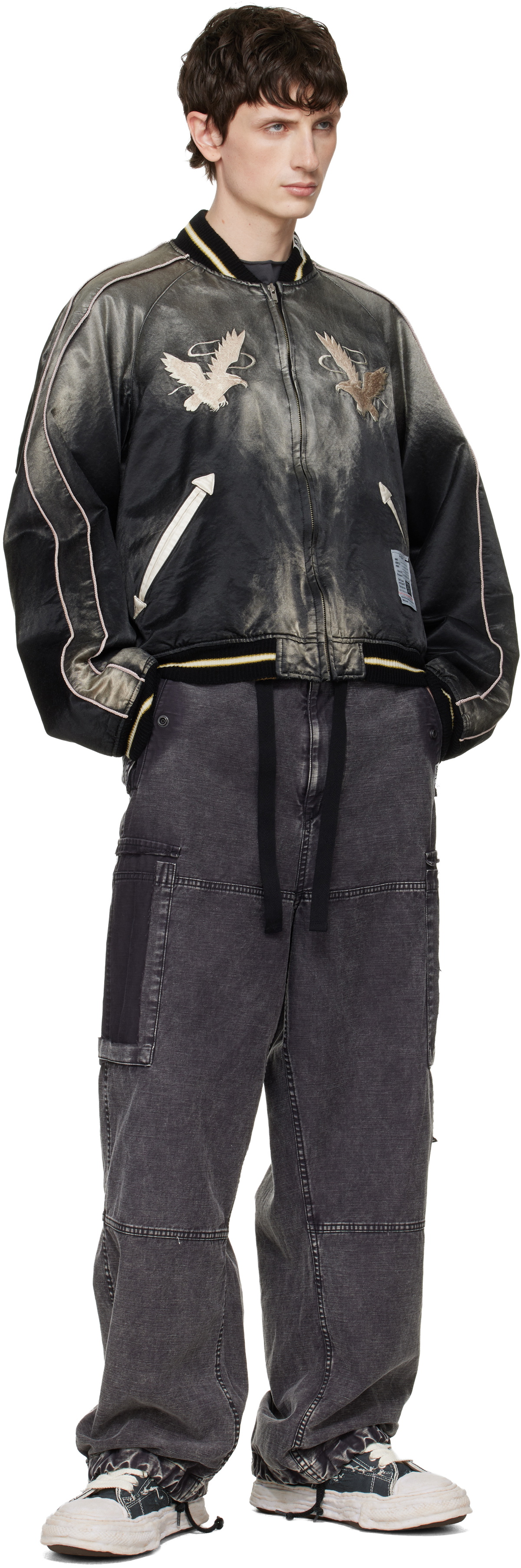 Maison MIHARA YASUHIRO Black Sun Faded Like Souvenir Bomber Jacket