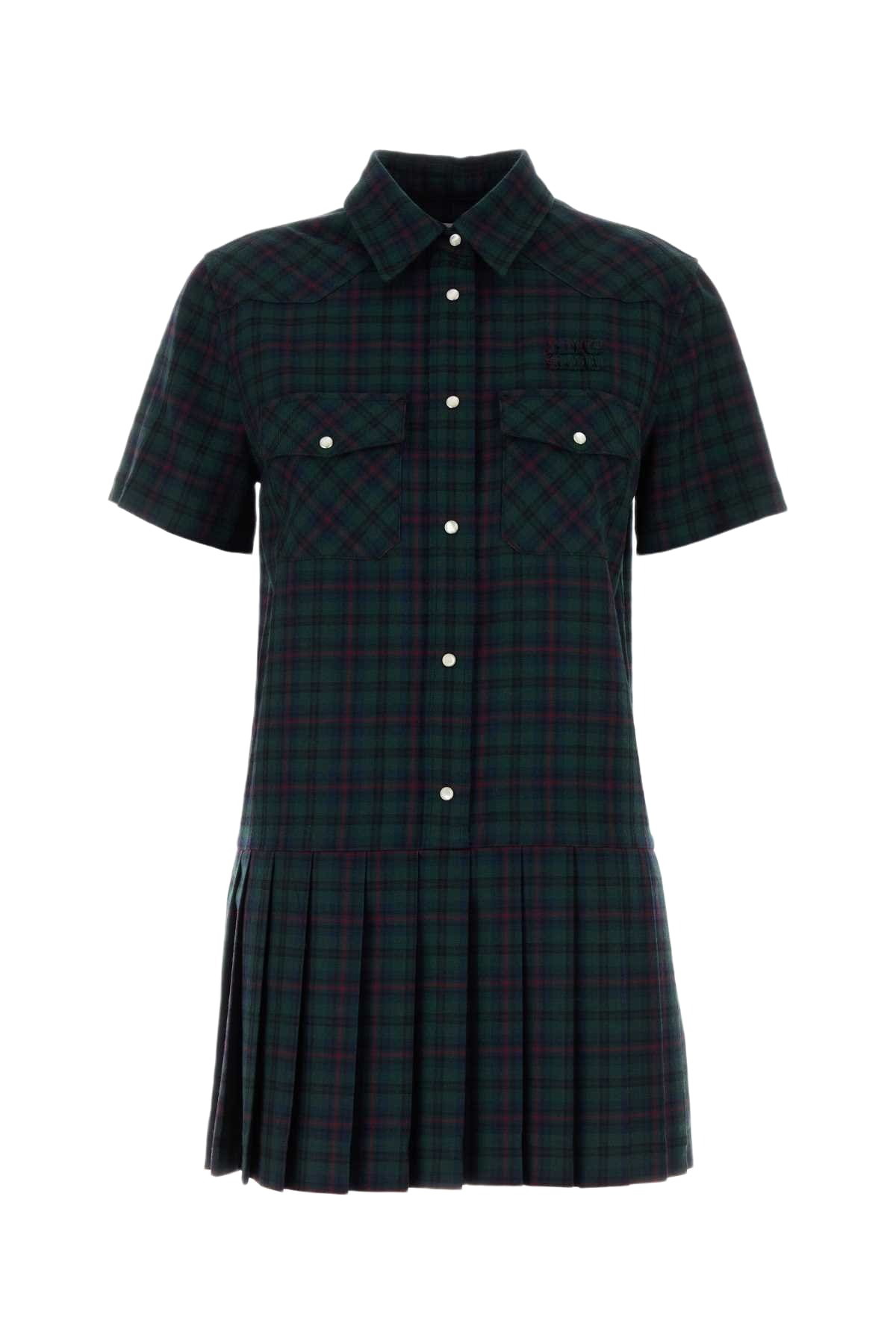 Miu Miu Dark Blue Stretch Silk Blend Dress Miu Miu