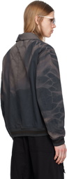 JiyongKim Navy Sun-Bleached Ribbed Blouson Denim Jacket