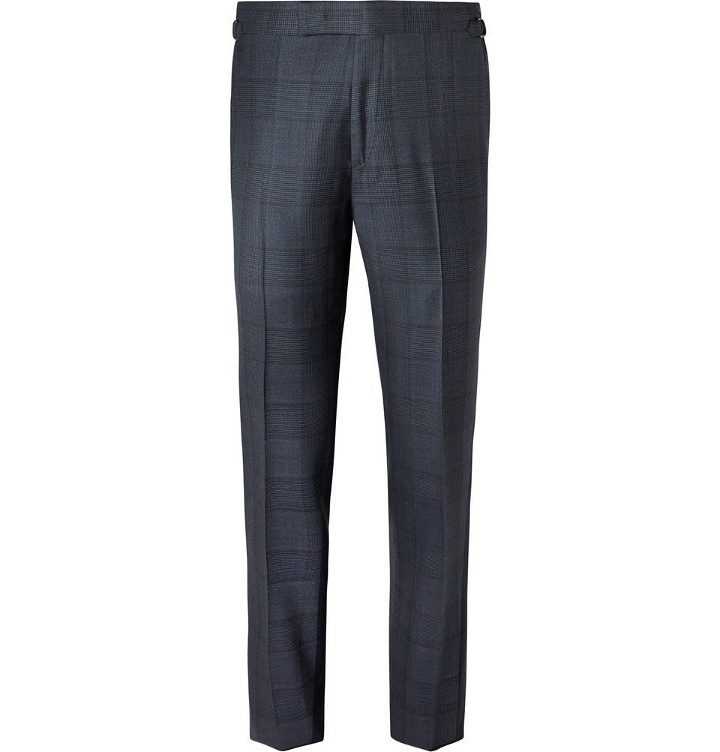 Photo: TOM FORD - Navy Slim-Fit Prince of Wales Checked Wool Suit Trousers - Men - Navy