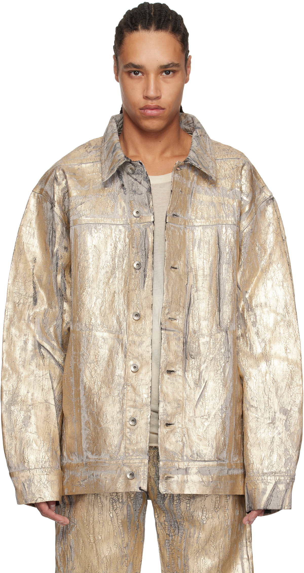 Rick Owens DRKSHDW Gold Hollywood Jumbo Worker Denim Jacket Rick 