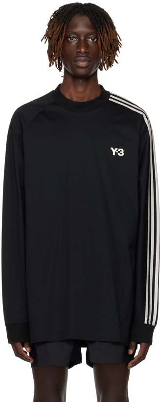 Photo: Y-3 Black & White 3-Stripes Long Sleeve T-Shirt