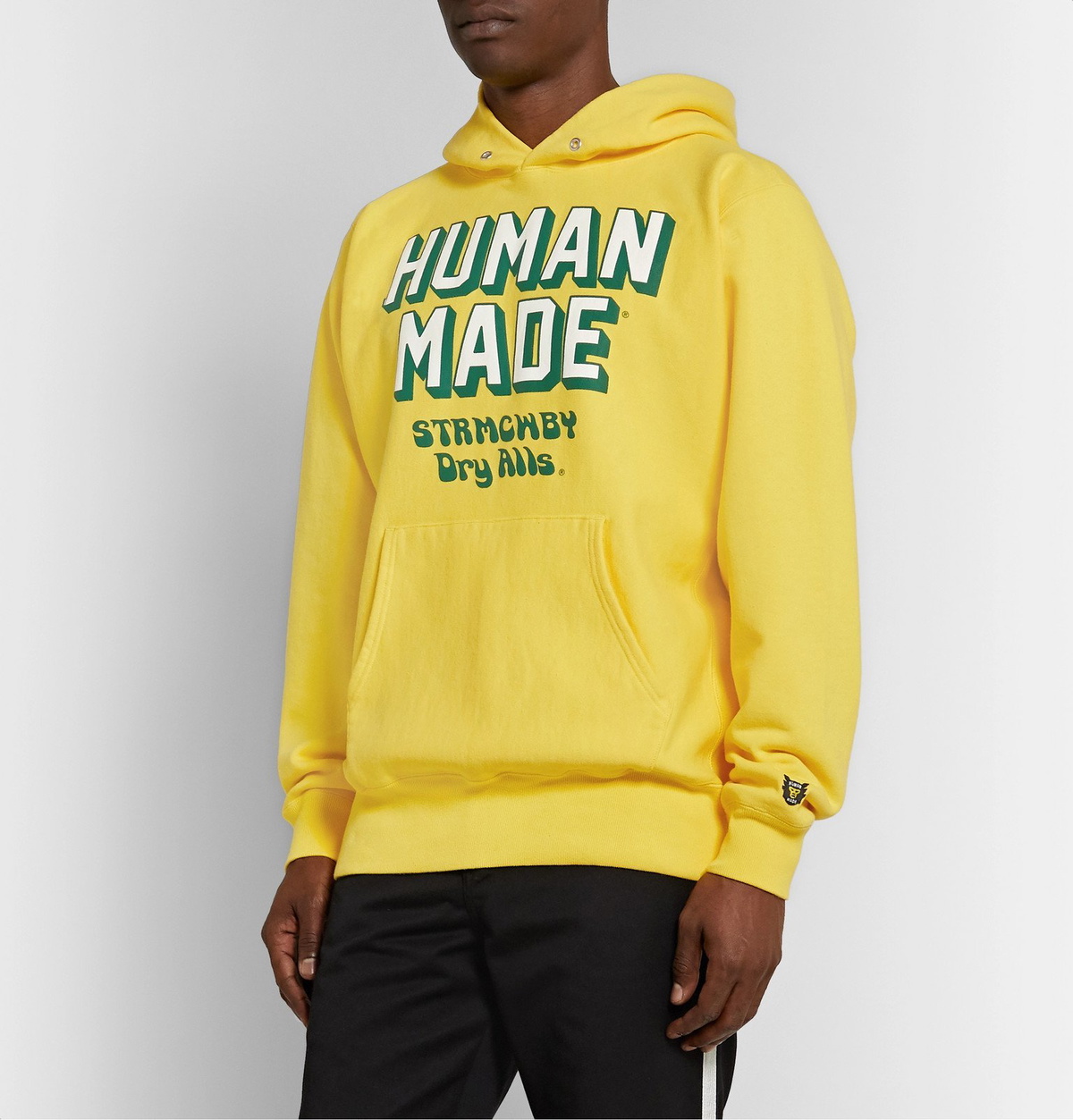 Human Made - Logo-Print Fleece-Back Cotton-Jersey Hoodie - Yellow