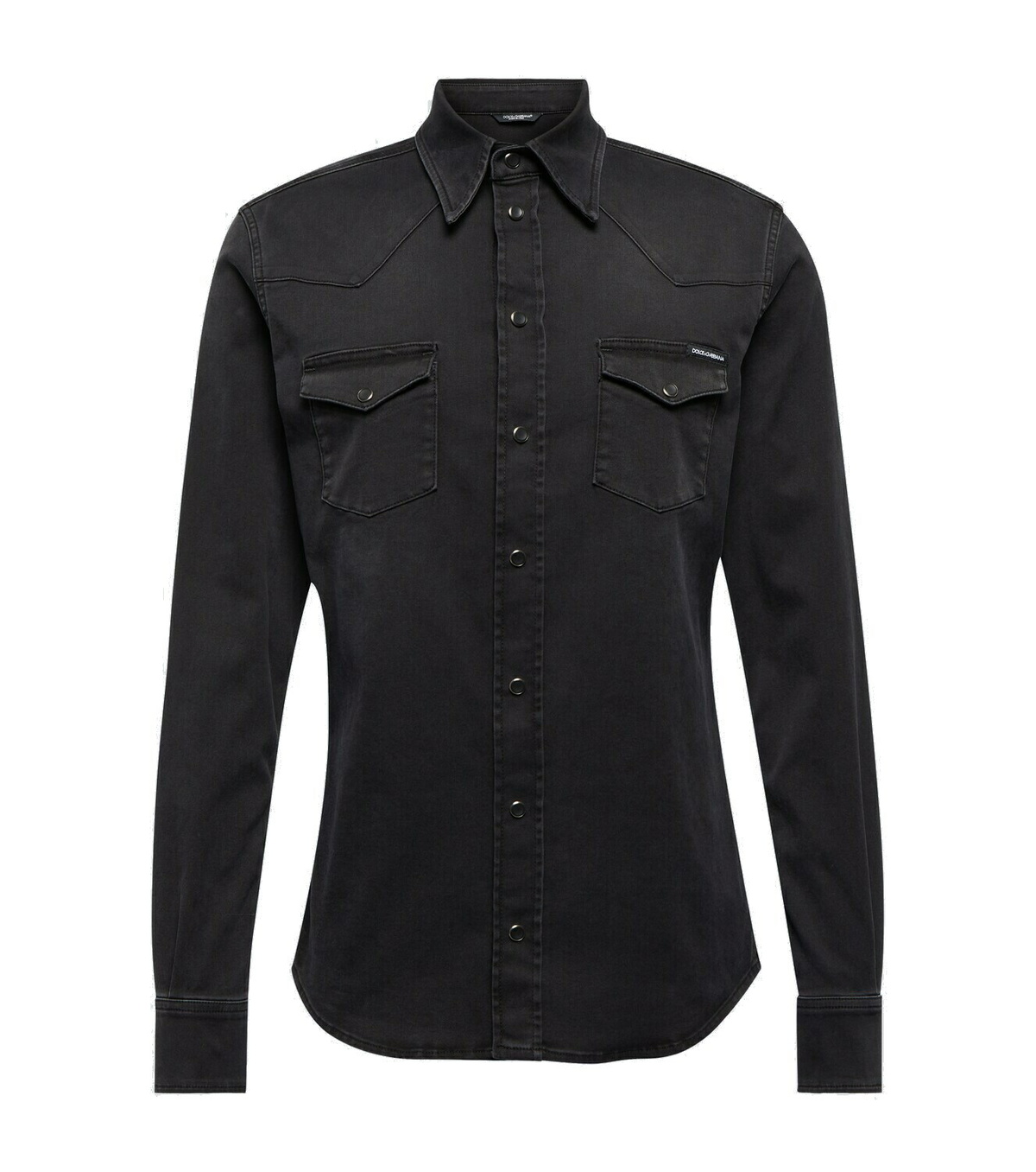 Dolce & Gabbana Blue Baroque Cotton Button Down Denim Shirt