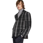 Thom Browne Black Seersucker Plaid Classic Blazer