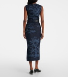 Erdem Embroidered cotton denim pencil dress