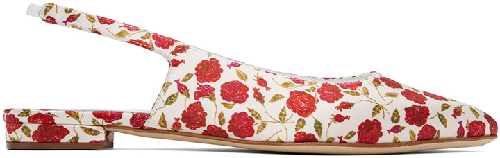 Photo: Manolo Blahnik Red & Off-White Sawra Ballerina Flats