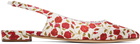 Manolo Blahnik Red & Off-White Sawra Ballerina Flats