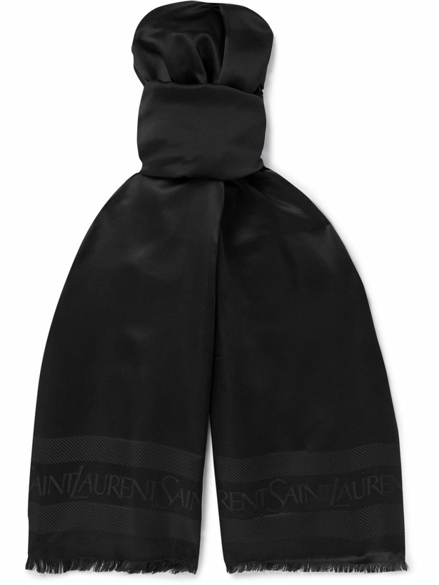Photo: SAINT LAURENT - Logo-Jacquard Silk-Satin Scarf