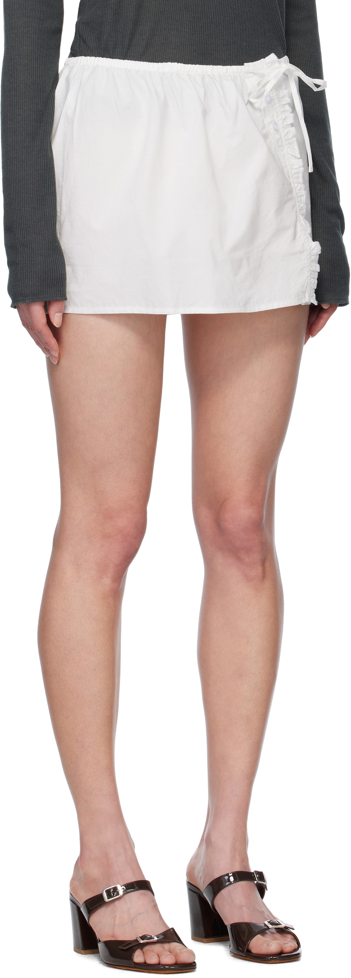 Deiji Studios White Ruffle Miniskirt