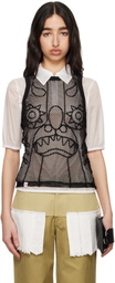 Charles Jeffrey LOVERBOY Black Graphic Net Tank Top