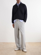 AMI PARIS - Straight-Leg Cotton-Blend Jersey Sweatpants - Gray